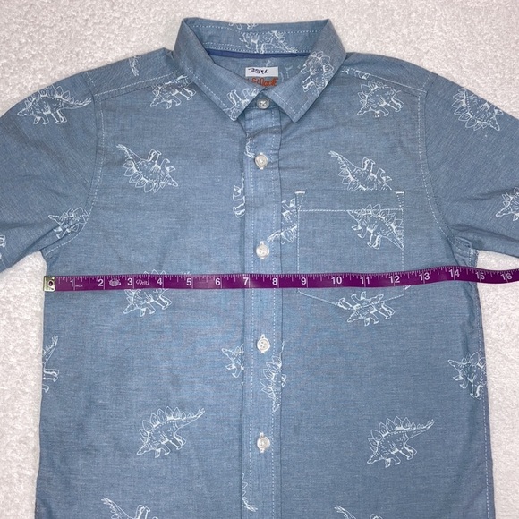 Cat & jack stegosaurus light blue button down short sleeve small 6/7 - Picture 2 of 6